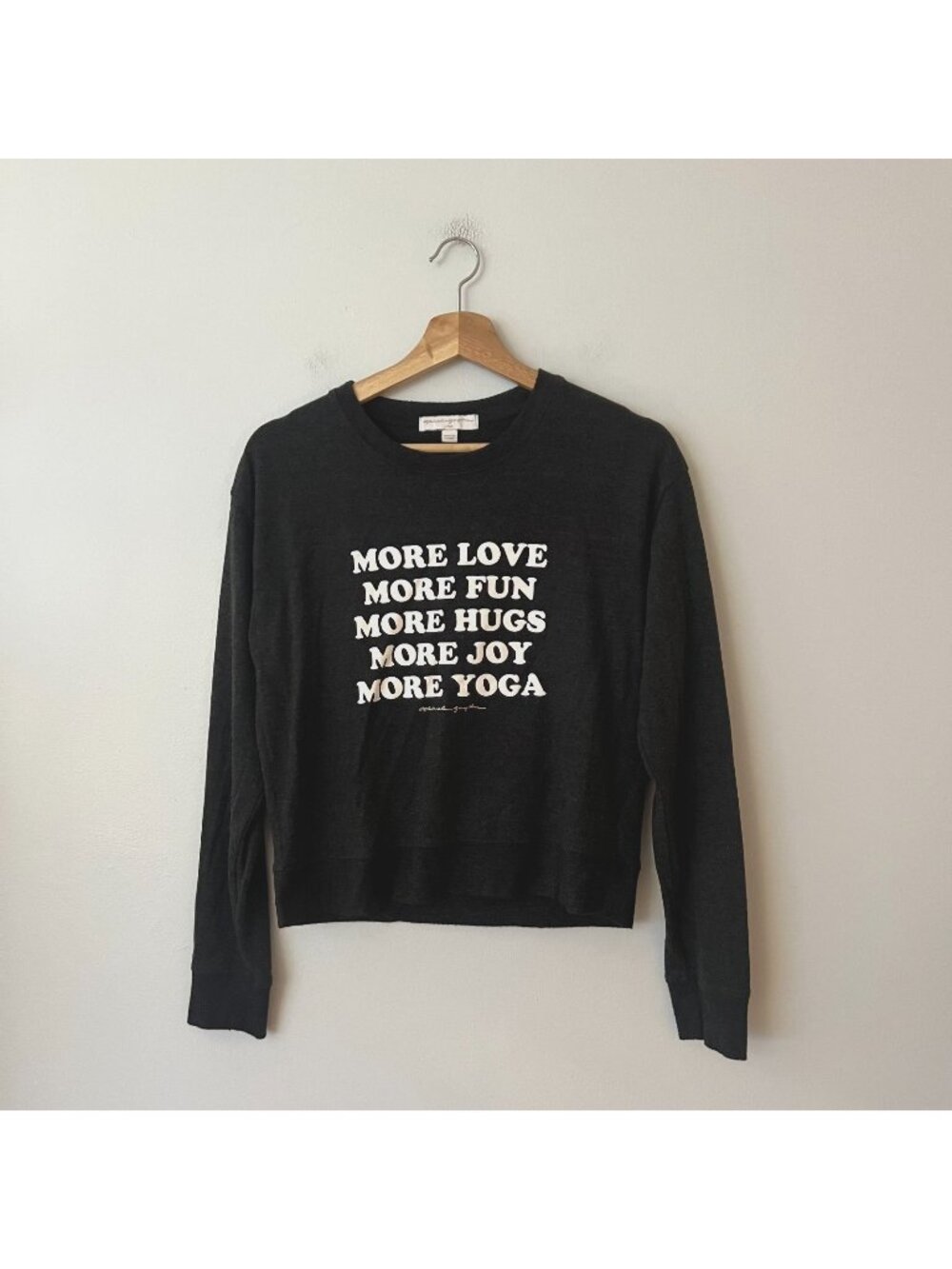 Spiritual Gangster More Love More Fun Charcoal Gray Lightweight Sweatshirt Sz L